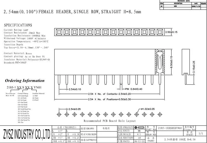 PCB Board Pin Header 2.54mm Male and Female Pin Header Connector