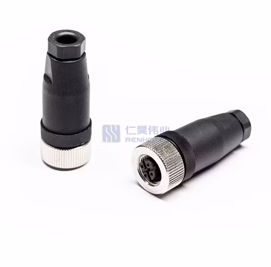 Пластиковый разъем M12 с кодовым гнездом, прямой, 4-контактный